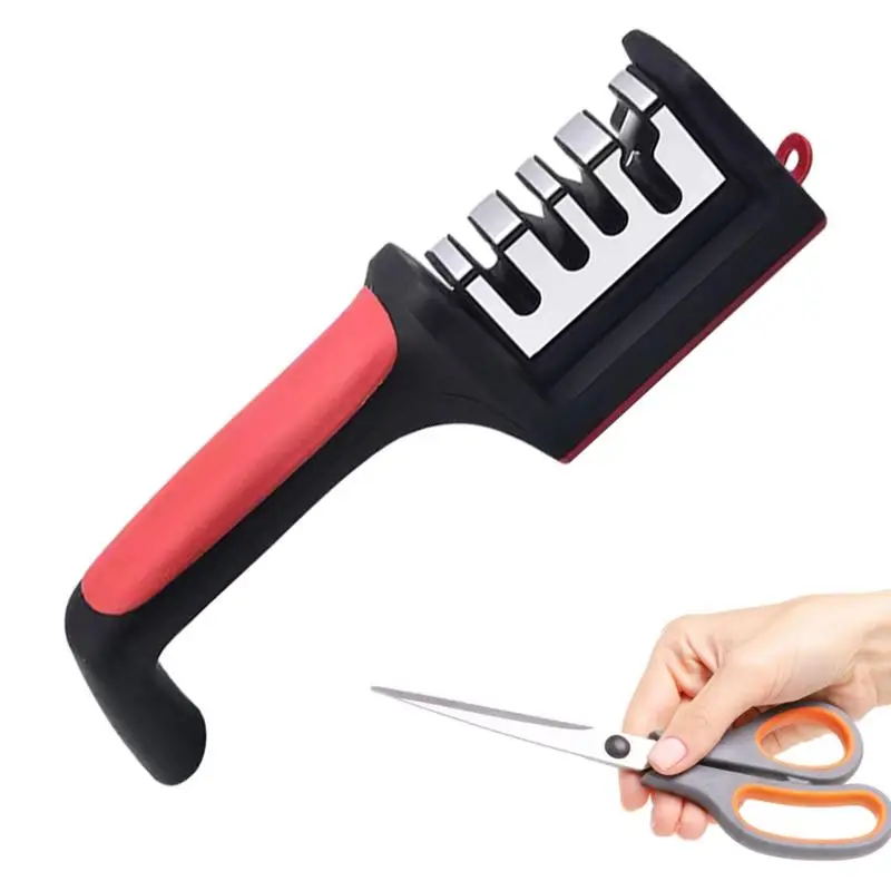 

Kitchen 4-Segment Knife Sharpener Household Multi-Functional Hand-Held 4 Purpose Black Sharpening Stone