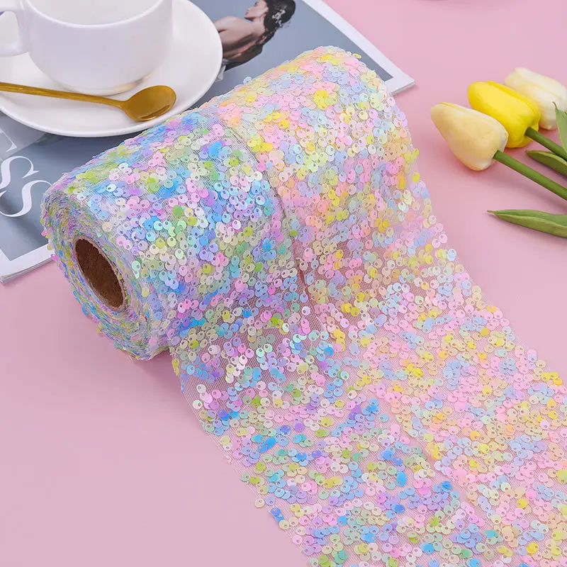 Sequins Organza Ribbon 5yards/lot 80mm For Gift Bow Packaging Clothes Sewing ribbon decoration ribbon supplies organza ribbon wrapping ribbon sewing ribbon sequins ribbon