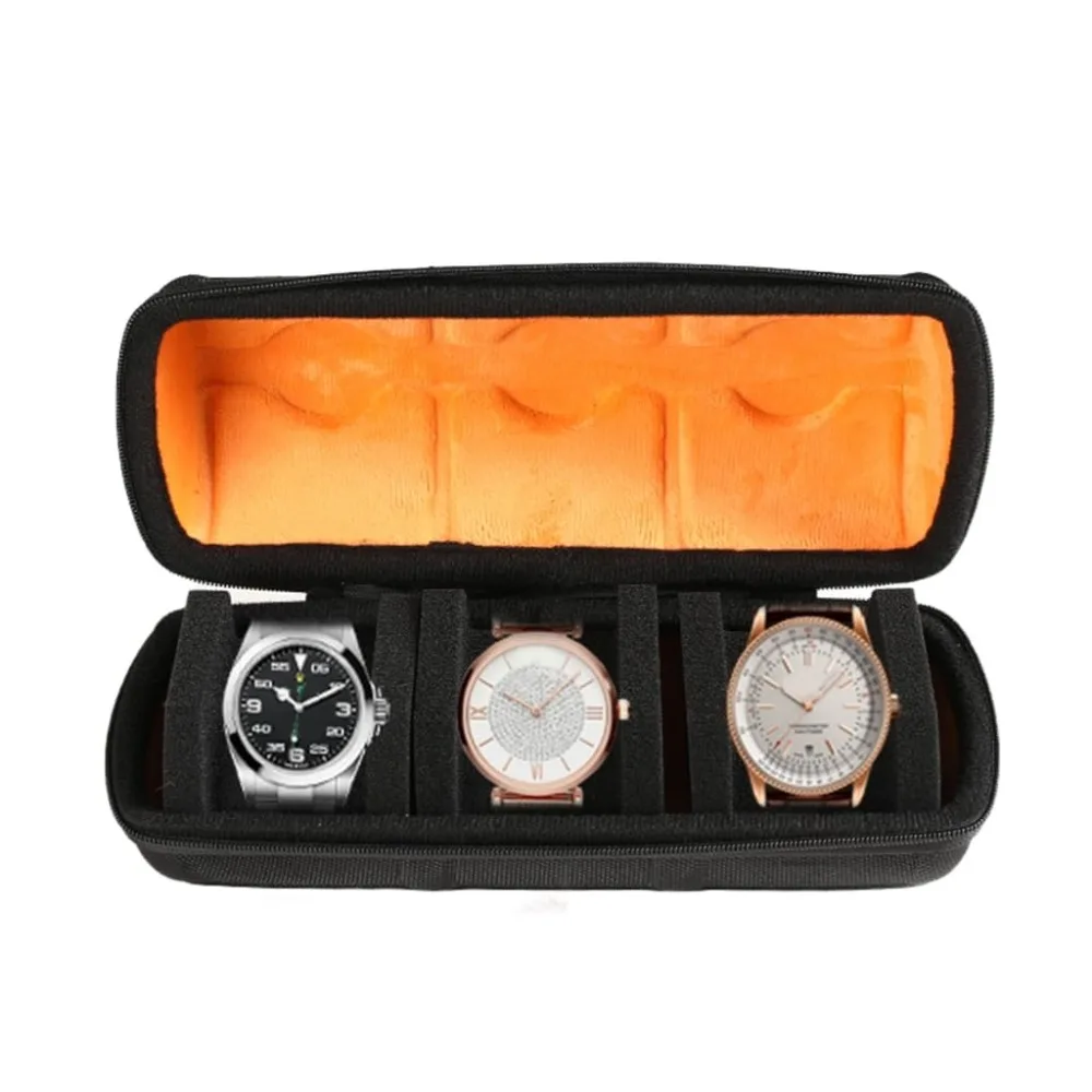 3-Card Slot for watch Storage Box,Elegant for watch Organizer with Soft Lining, Durable Fabric, Perfect for Travel