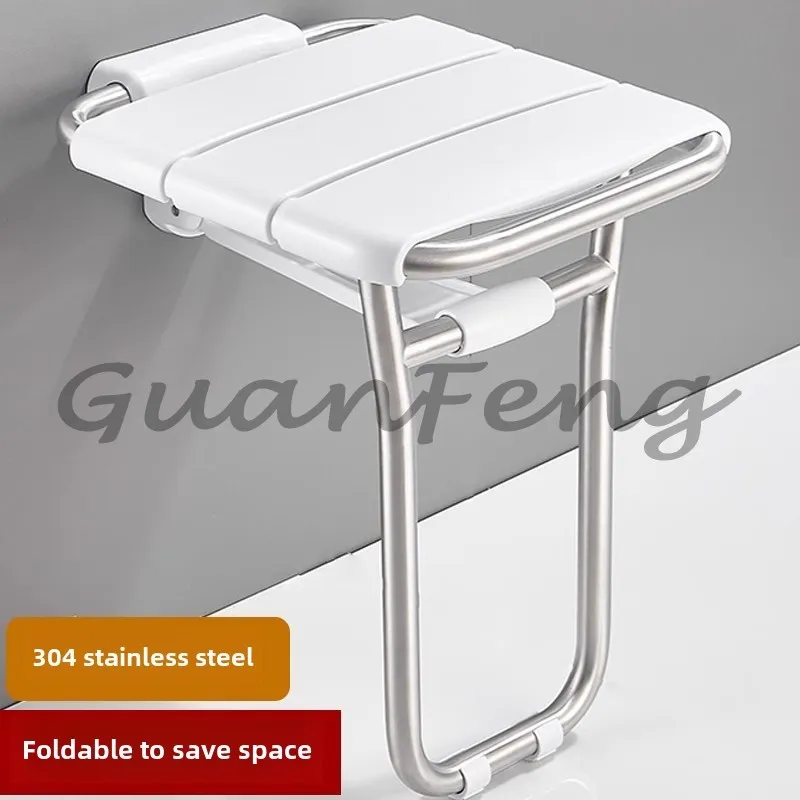 white color Safety Bathroom Folding shower seat bathroom shower seat Wall Mounted Shower Chair Wall Stand Chair Aluminum Alloy 4