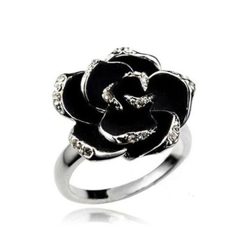Rose Flowers Vintage Resizable Finger Rings Valentine's Day Gift Jewelry Open Ring Women
