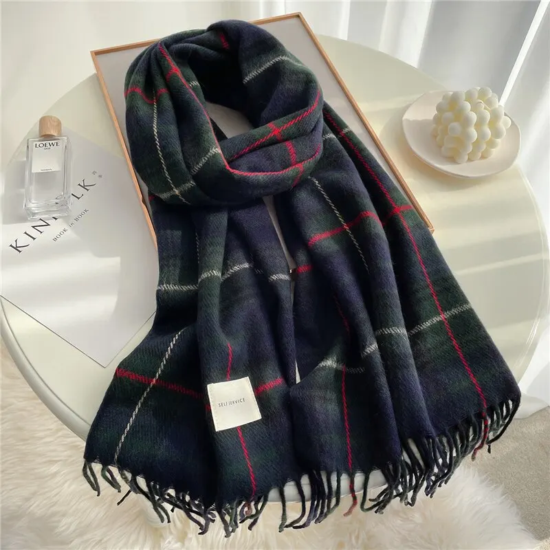 Printed Cashmere Scarf Plaid Travel Shawl Wrap