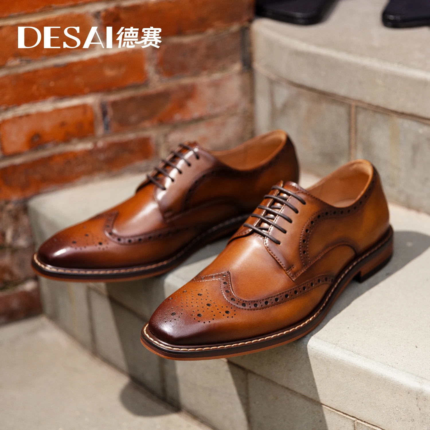 Mens Brogue Shoes Genuine Leather Business Retro Gentleman Formal Carved