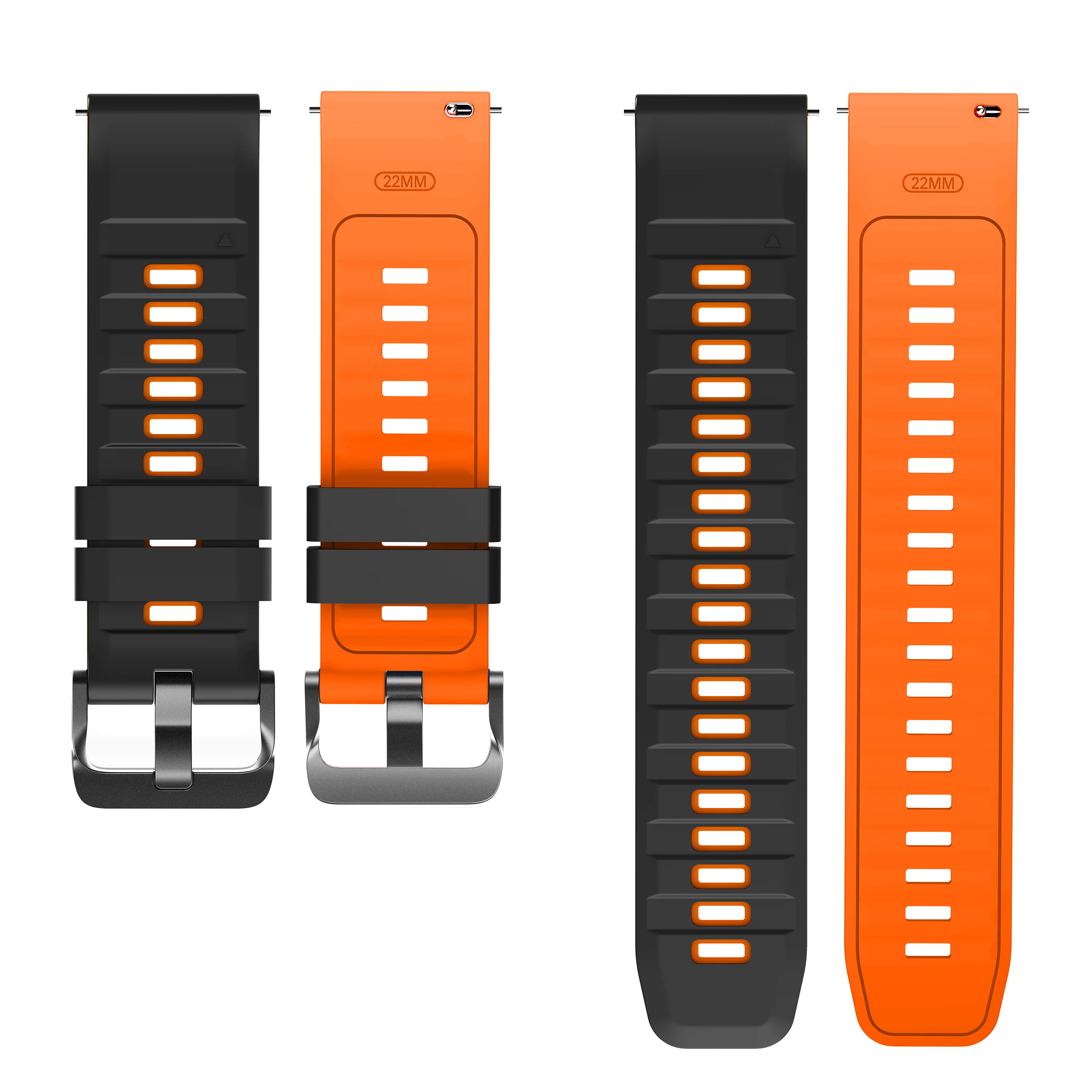 Two-Tone Silicone Watchband - 22mm Replacement Strap Bracelet