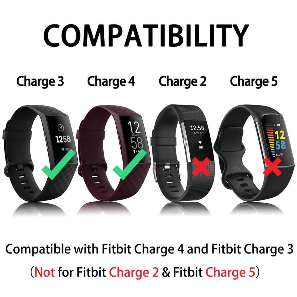 Dragon Trading Cavo Di Ricarica USB Compatibile Con Fitbit Charge 3 - Ricambio Con Protezione Da Sovracorrente