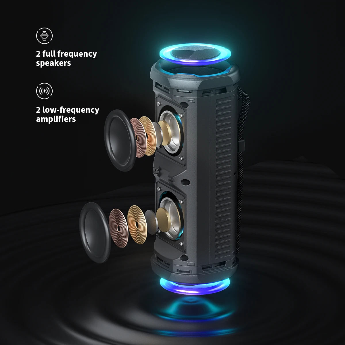 MLOVE P2 Portable Bluetooth 5.3 Dual Speakers RGB Lights IPX7 Waterproof TWS Connectivity Speaker bluetooth speaker portable speaker