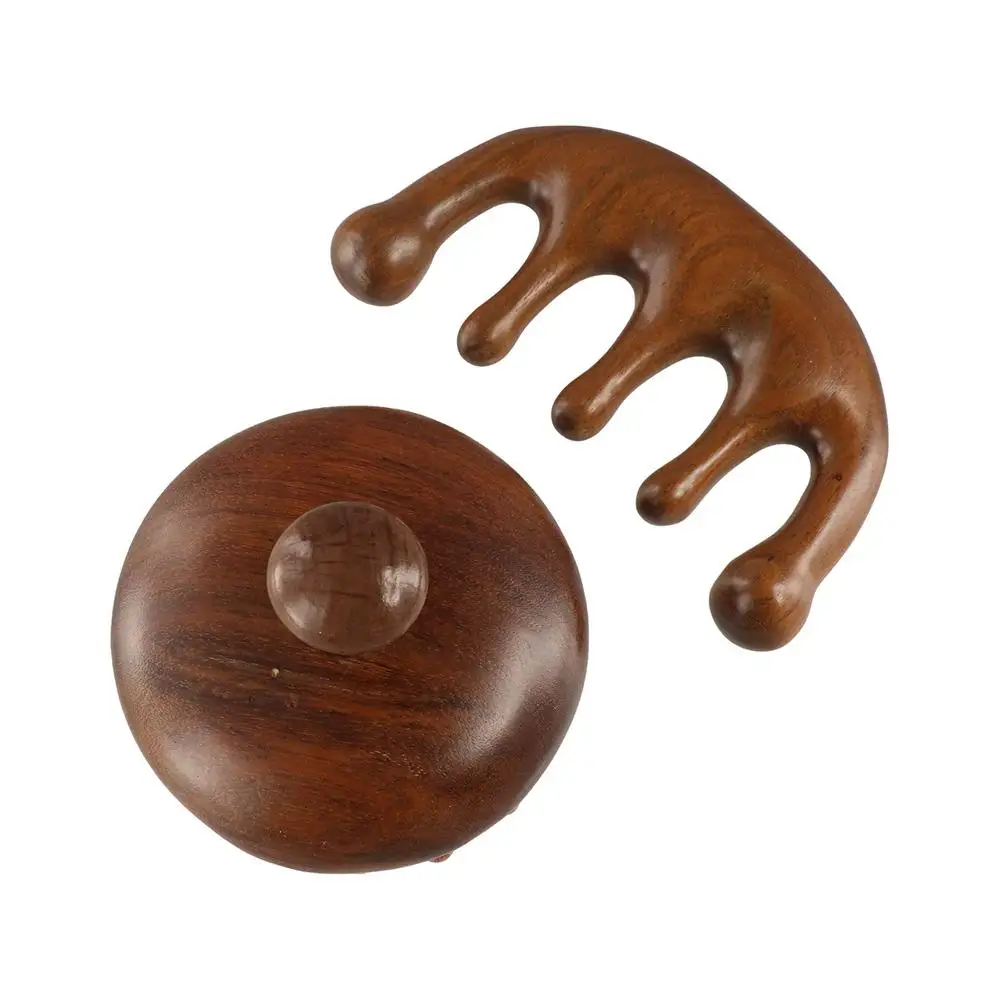 Scalp Relax Meridian Massage Comb Blood Circulation Anti-static Head Massage Comb Wooden Handle Smooth Hair