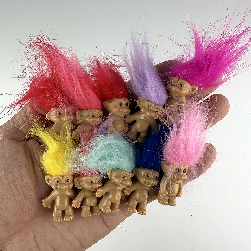5/10 Stück Mini-Trolle Puppen Anime Actionfiguren Bunte Haare Familienmitglieder Modelle Sammlung Spielzeug Geschenk Nostalgisch