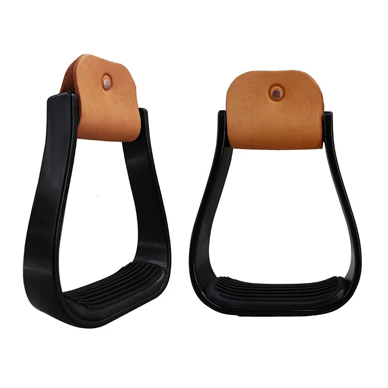 New Aluminum Horse Stirrups Western Style Saddle Tack Overshoe Safety Fashion Horse Stirrup with Rubber Anti-Slip Foot Mat