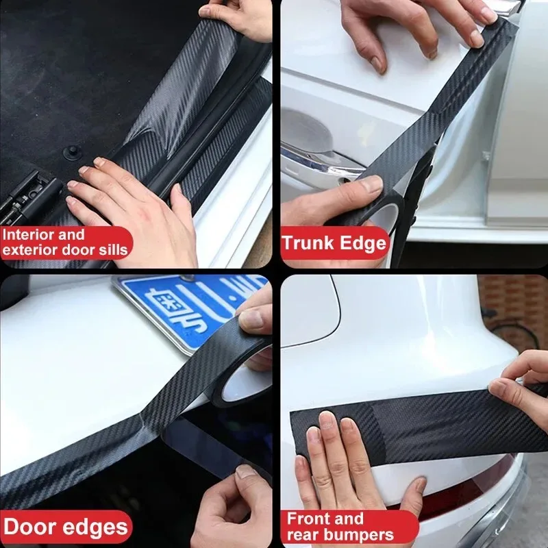1/3PCS Nano Carbon Fiber Car Stickers DIY Car Protective Film Door Sill Side Mirror Scratch Resistant Tape