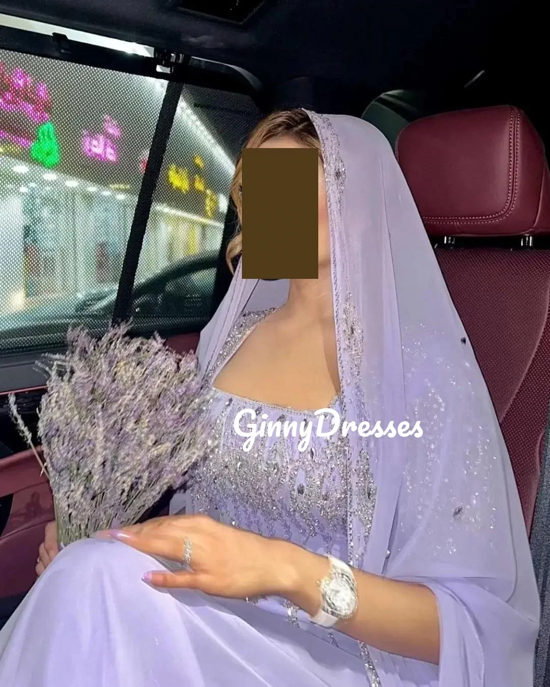 فستان زفاف مخصص، خط عنق مربع، على شكل حرف A، طول ا...