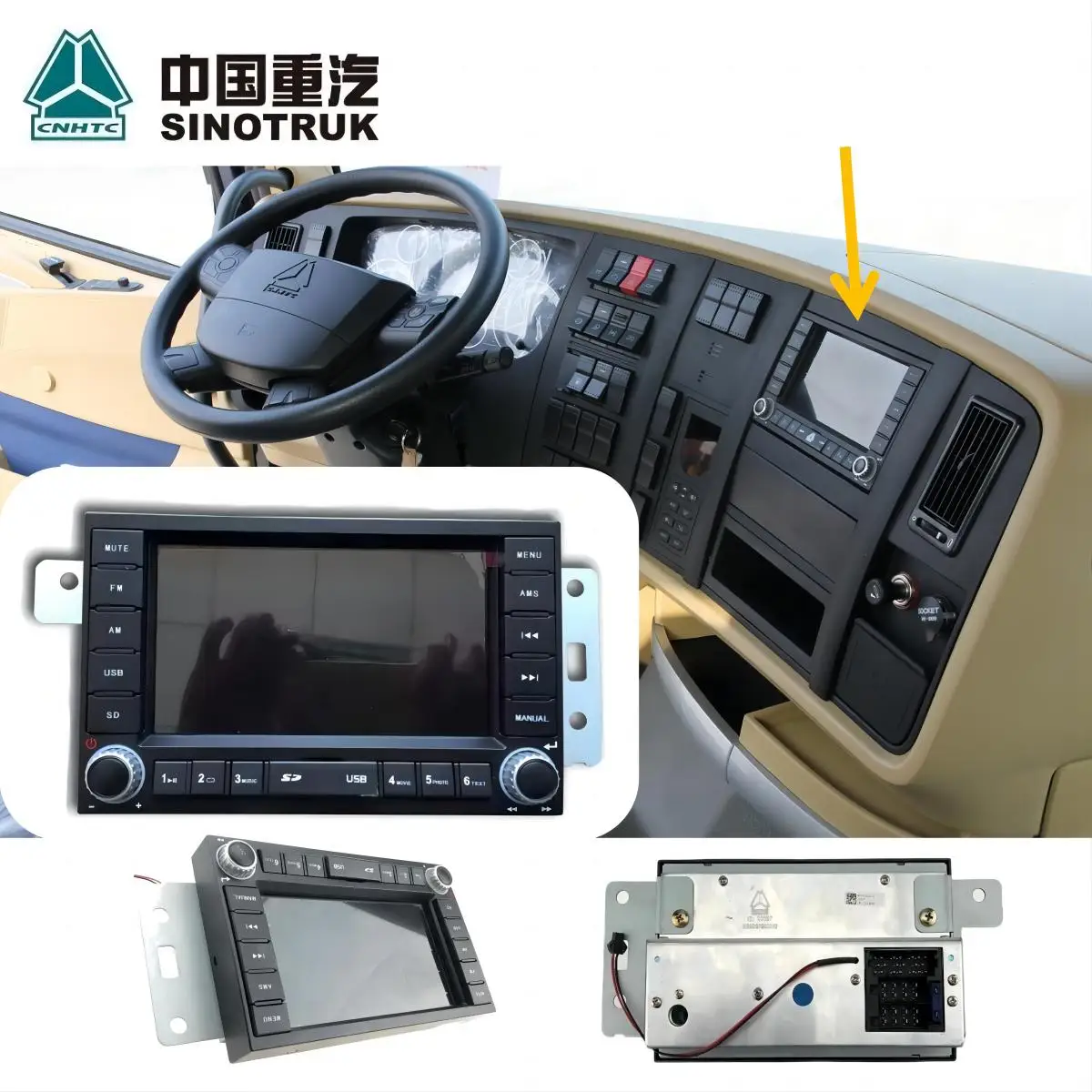 

HOWO A7 Truck New model MP5 Radio with USB WG9918780001 Radio Player Assembly with MP5 (left mounted vehicle) HOWO Cabin Parts