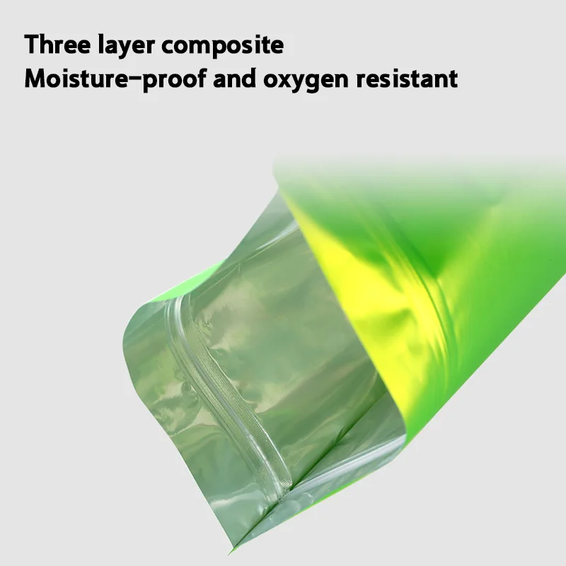 Self-Sealing aluminum foil bag resealable matte self-supporting food packaging bag with display window color printable food storage bag