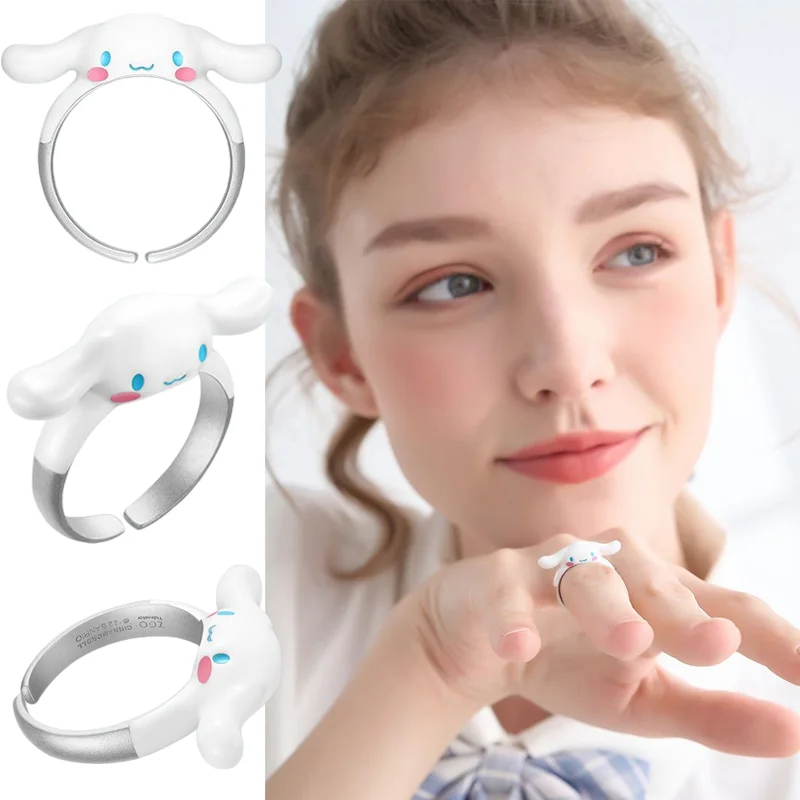 

Sanrio Kawaii Cinnamoroll Ring Girl cartoon sweet simple trend opening adjustable ring Niche advanced sense ins bestie rings