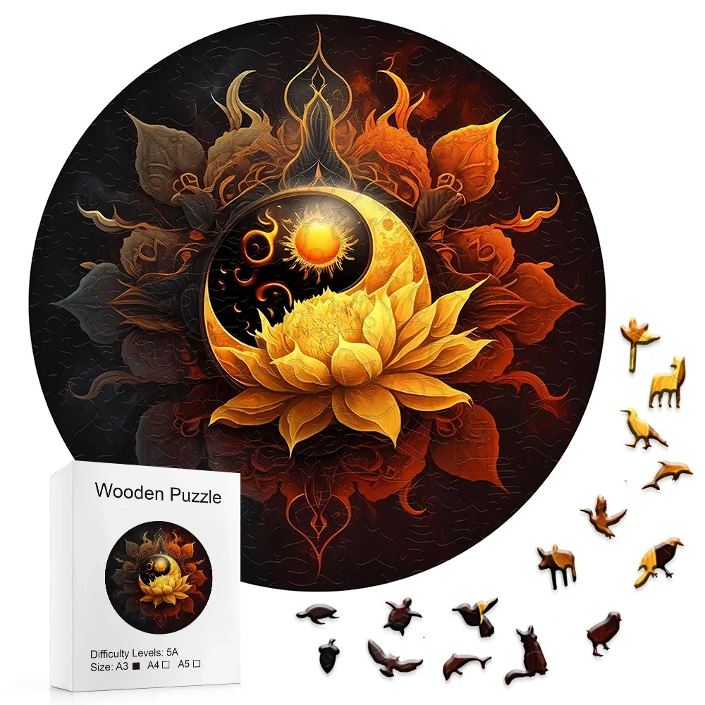 Moon Flowers Wooden Puzzles, High-quality Toys, Irregular-shaped Animals, Party Games, Christmas Gifts For Family And Friends