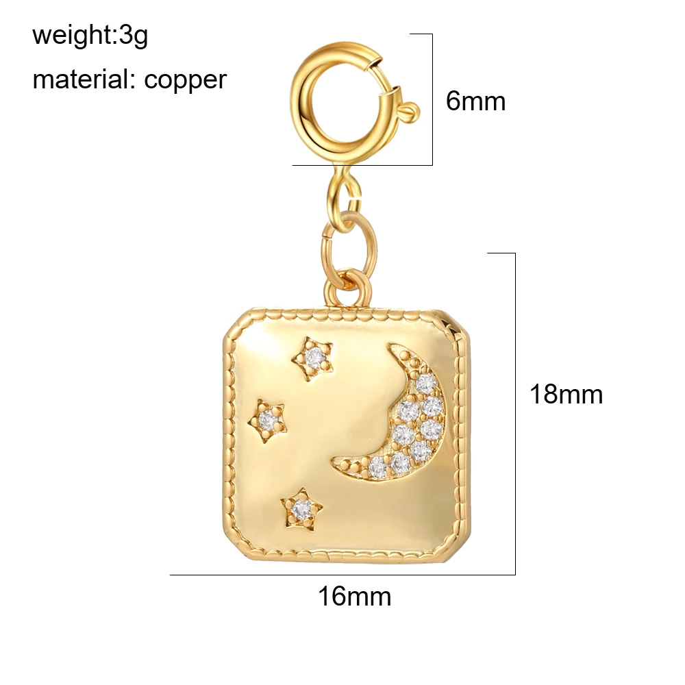 3 Stück süße Frühlingsschnallen DIY Emaille Sterne Mond Sonne Charms Anhänger Schmuck Goldene Herstellung Schlüsselanhänger Halskette Zubehör Großhandel – Detail 10