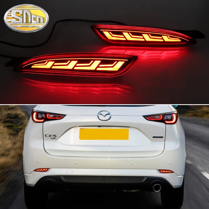 3-in-1 Functions 12V LED Bumper Light Rear Fog Lamp Brake Light Dynamic Turn Signal Reflector For Mazda CX-5 CX5 2022 2023