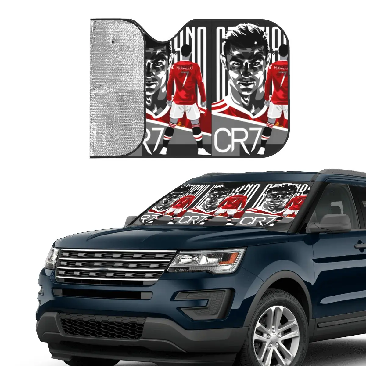 CR7 Football Soccer Personality Windshield Sunshade 76x140cm Ronaldos Aluminium Foil Car Window Windscreen Cover Car-styling