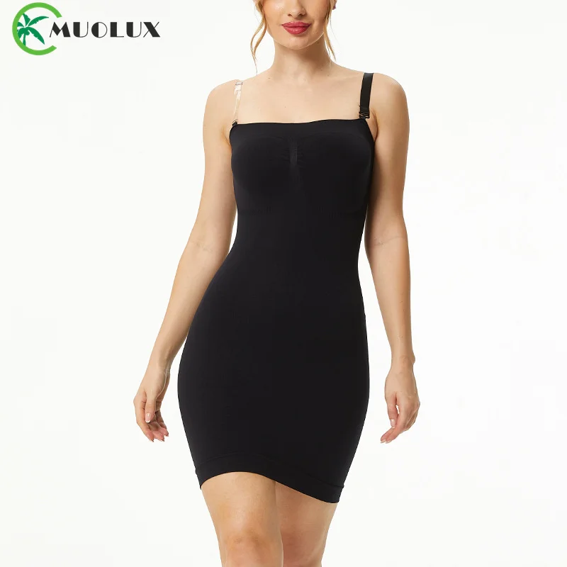 MUOLUX Slimming Full Slip Length Seamless Shapewear Slips Nude Straight Tube Dress Body Shaper Women Skinny Under Dresses