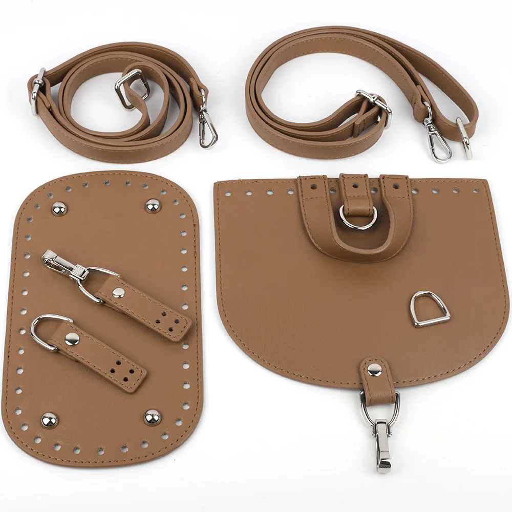1 Set DIY Handmade Handbag Bag Set Leather Bag Bottoms with Shloulder Straps Women Backpack Braided Hardware Accessories