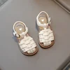 Children's Sandals Solid Color Kids Causal Braided Beach Sandals for Boys Girls Versatile Fashion Toddlers Cut-outs Flat Sandals 6