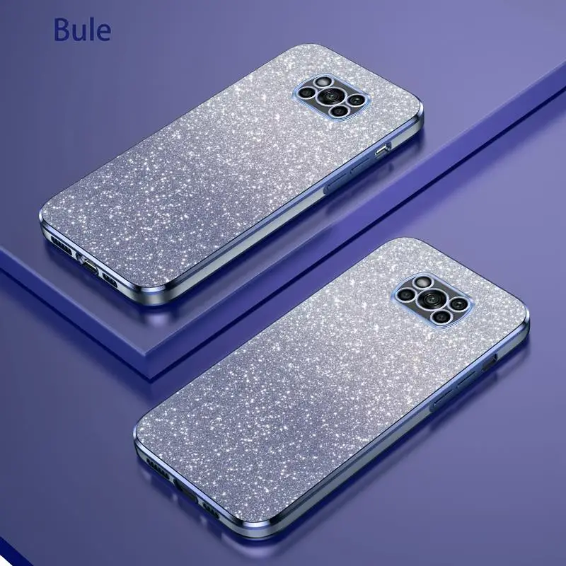 thumbnail image 1 of Pocox3 X3pro Luxury Glitter Gradient Plating Case For Xiaomi Mi Poco X3 Pro Nfc Gt 5g M3 M4 Women Silicone Shockproof Back Cover, 1 of 4