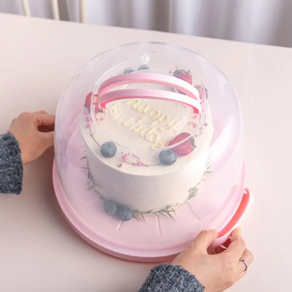 Cake Case Round Cake Box Plastic Long Lasting Good Fresh Keeping Container