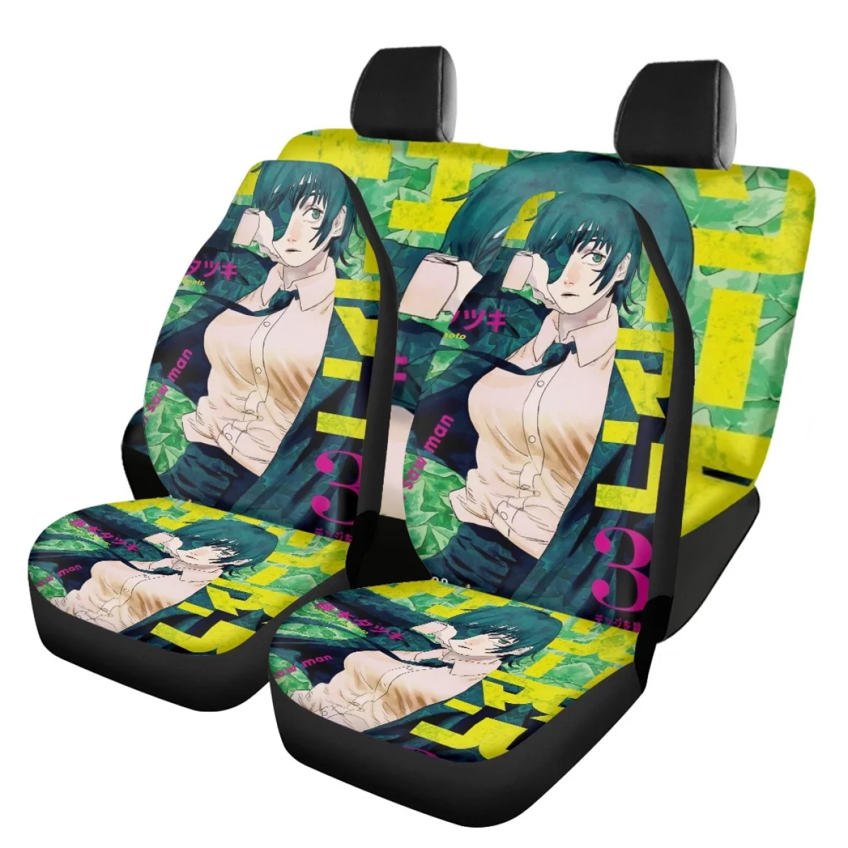

Japanese Anime Chainsaw Man Car Seat Covers Woman Men Comfortable Material Full Set Comfortable Car Accessories New Fashion 2023