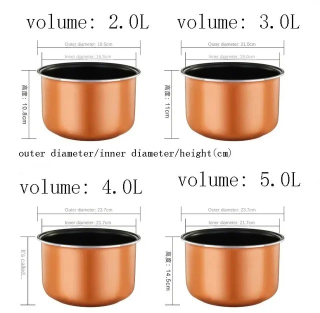 Universal Electric Rice Cooker Bowl For Midea 2L 3L 4L 5L Non-stick Pan Rice Cooker Honeycomb Liner Single Spray 1pc 3