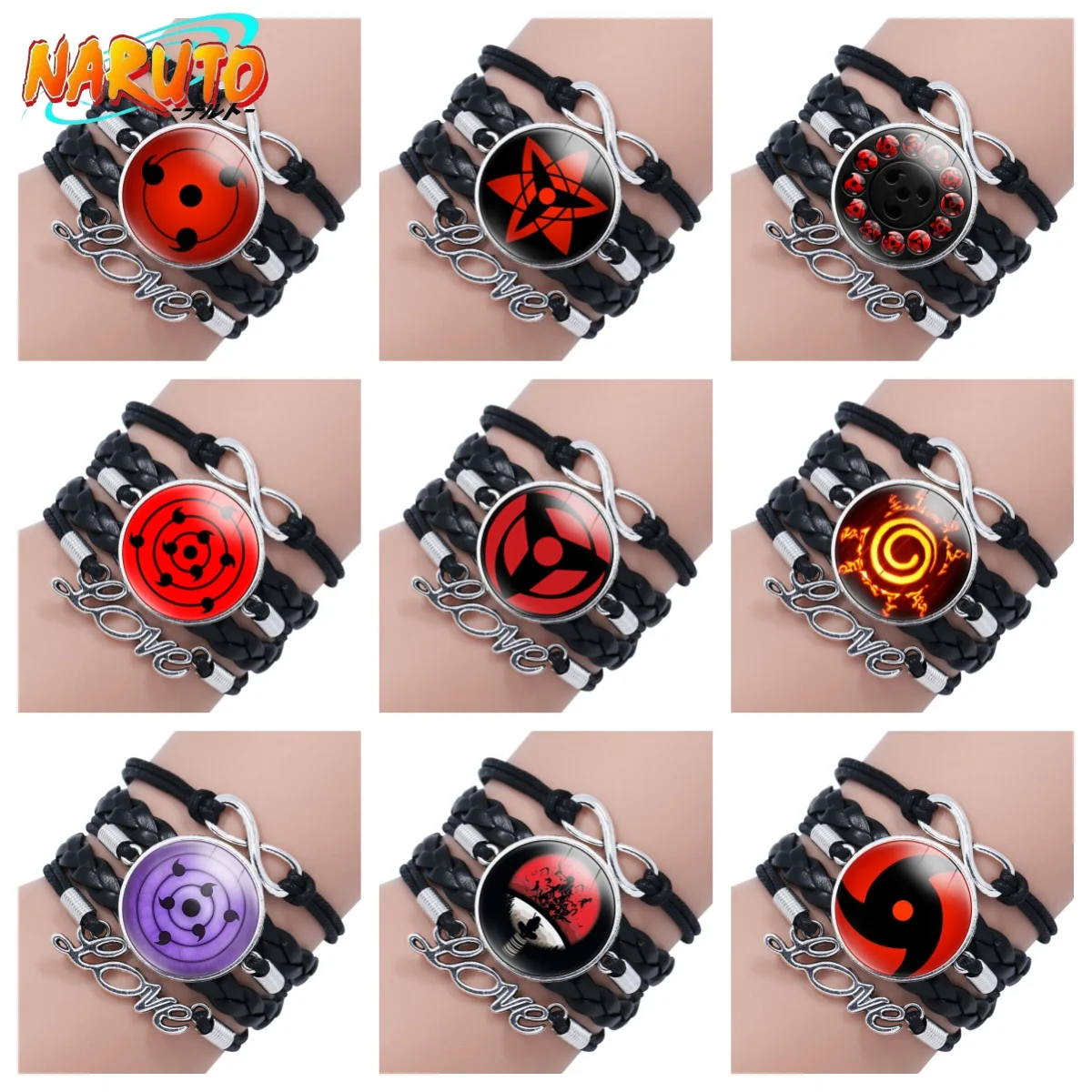 

NARUTO Bracelet Accessories Naruto Metal Sharingan Cosplay Anime Figure Uzumaki Kakashi Red Cloud Prop Cool Kid Toy Kawaii Gift