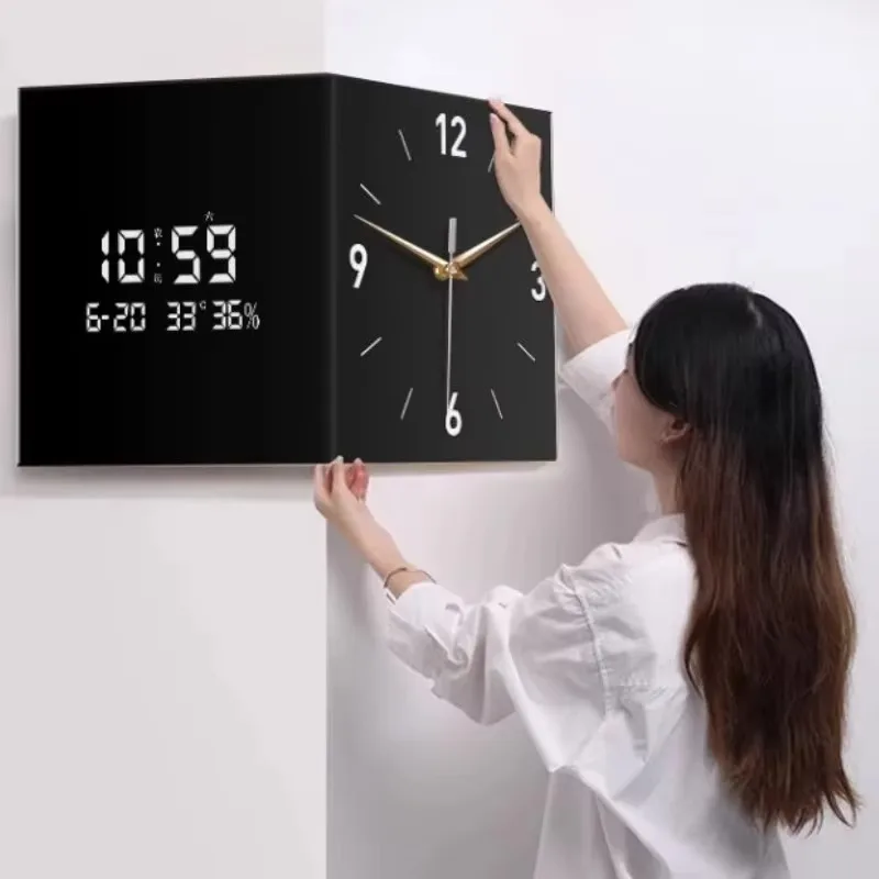Luxury Creative Two-sided Living Room Wall Clock Modern Nordic Aesthetic Silent Corner Digital Wall Clocks Home Decoration 4