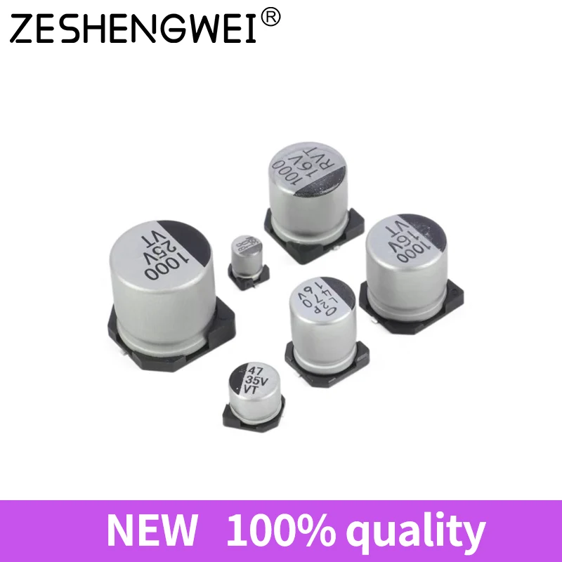 10pcs SMD Aluminum Electrolytic Capacitor 6.3V 10V 16V 25V 35V 50V 63V 1UF 10UF 22UF 33UF 47UF 100UF 330UF 470UF 1000UF Original