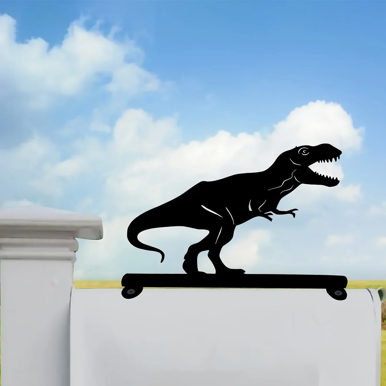 

CIFBUY Deco Dinosaur Iron Art Silhouette Mailbox Top Decoration Decorative Mailbox Signage Mailbox Decoration