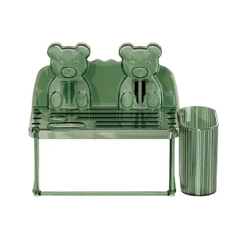 

Chopsticks Drying Rack Hangable Knives Organizer Wall Punch-free Bear Design Utensil Drying Holder Sponge Drain Sink Basket