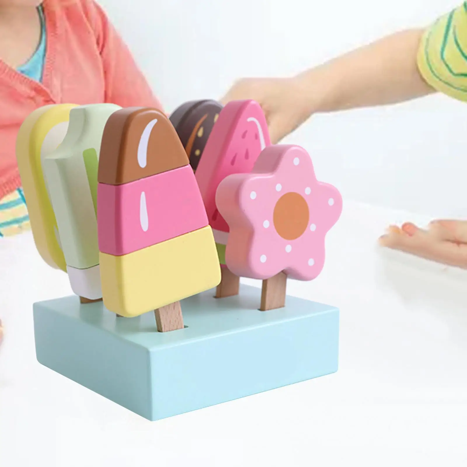 Ice Cream Toy Montessori Learning Toy Wooden Toy Popsicle Toy Pretend Toy for Preschool Children Girls Boys Holiday Gifts 3