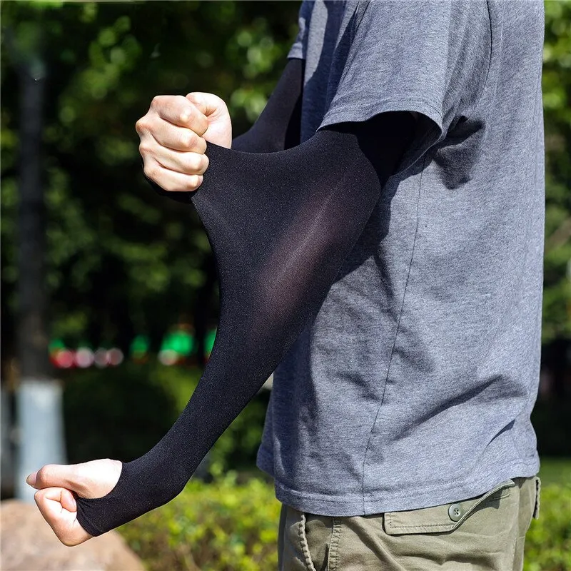Finger Sleeves 1 Pair Summer Ice Cool High Elastic Elbow Spring Outdoor Riding Fingerless Fishing Custom Ice Silk