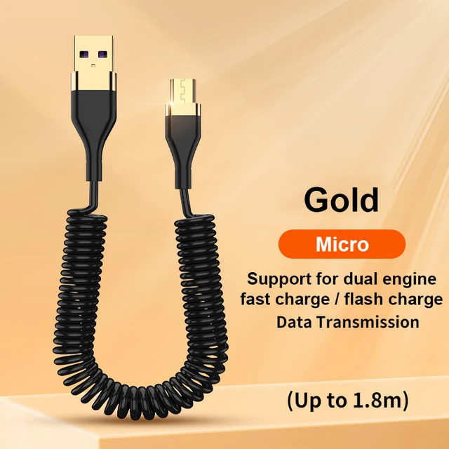 5A Ultra Fast Charging USB To Micro TypeC Spring charging Cable  Mobile Phones Fast Charge Cable For Xiaomi Redmi Huawei Realme android type charger Cables