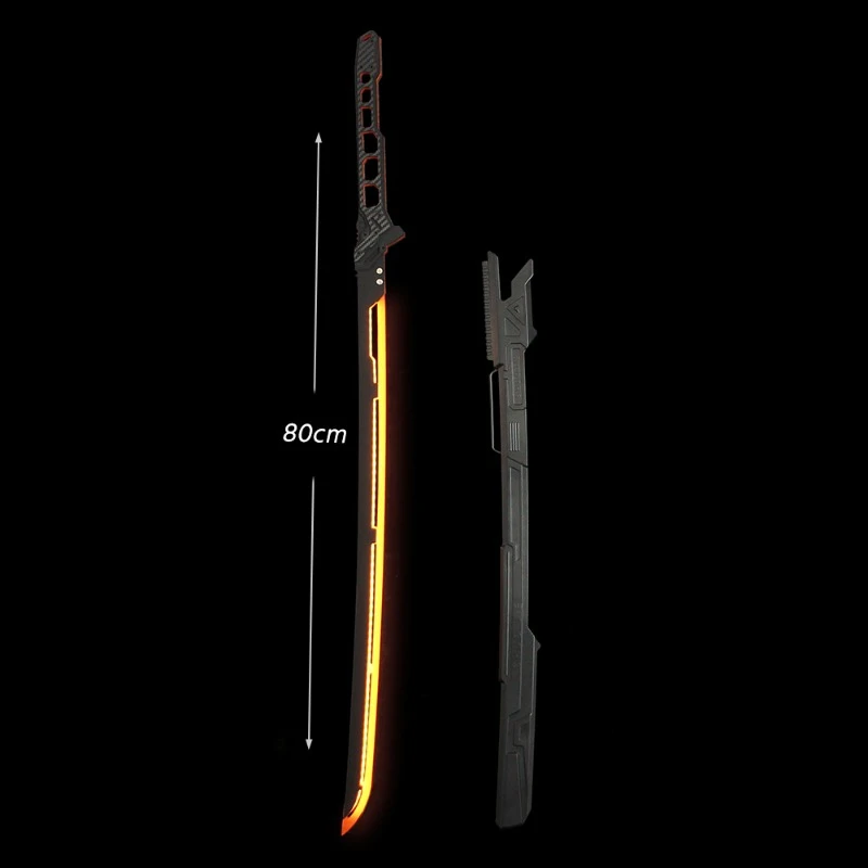 80cm Cyber 2077 Thermal Samurai Blade Model Hair Light Sword Cosplay Prop Function Wind Belt Sheath Blade Acrylic Birthday Gifts cosplay sword,cosplay prop,cosplay toy