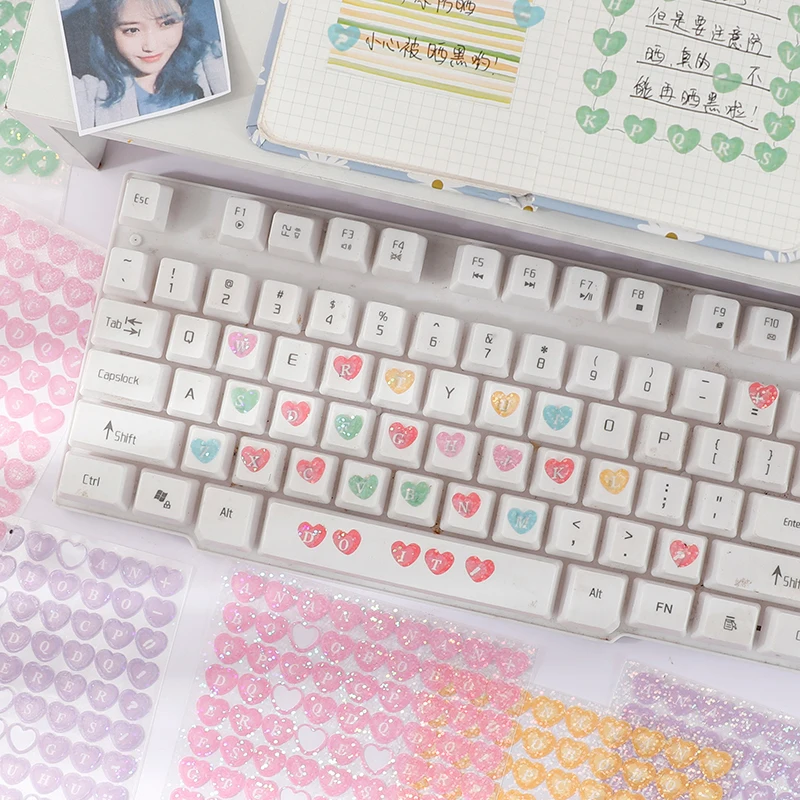 Cartoon Sticker Shining Laser Bling Cartoon Bunny Sticker For Scrapbook DIY Alphabet Letter Sticker for Phone Journal Laptop Photo Decos Gift