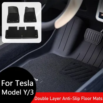Double-Layer Floor Mats for Tesla Y/3 1