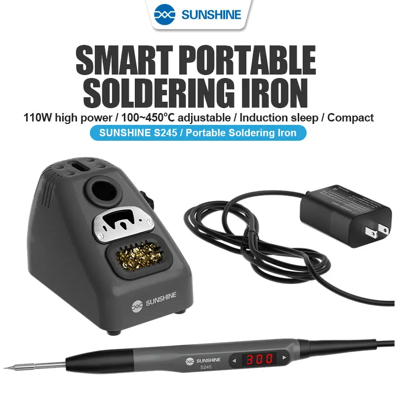 SUNSHINE S245 Smart Portable Soldering Iron For Mobile Phone Repair Welding Tools  Universal C245 Series Soldering Iron Tips sunshine s210 110w high power smart portable soldering iron adjustable universal for jbc c210 series t210 soldering iron tips