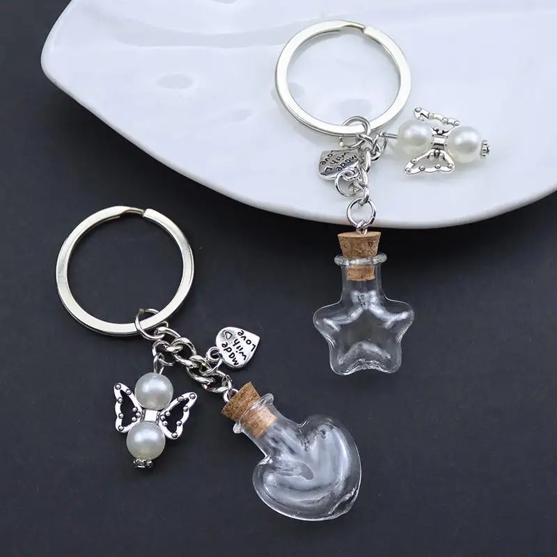 Glas-Leerflaschen-Schlüsselanhänger, transparenter Anhänger, ätherische Öle, Parfümfläschchen, Mini-Wunschflaschen-Schlüsselanhänger für DIY-Bastelarbeiten – Detail 4
