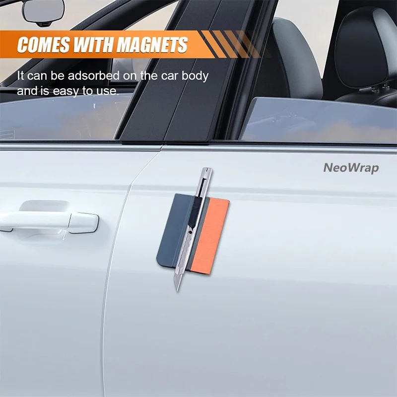 Magnetic Vinyl Wrapping Squeegee 2Pcs 4Inch Suede Felt Edge Tint Squeegee Car Window Film Scraper Decal Applicator for Stickers
