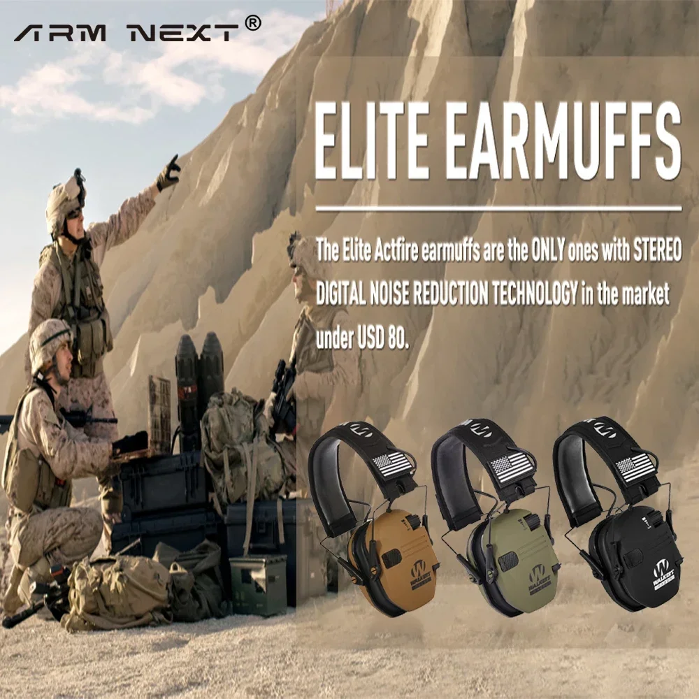 

ARM NEXT Tactical Electronic Shooting Earmuffs Outdoor Hunting Sound Pickup and Noise Reduction Impact Hearing Protection Helmet