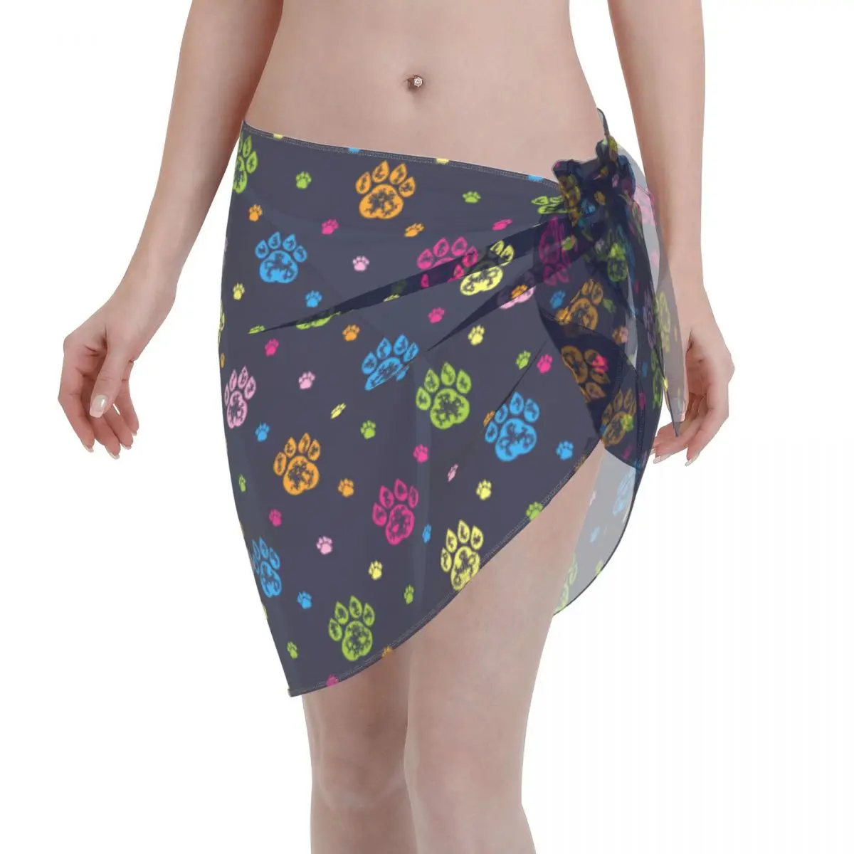 

Women Chiffon Swimwear Pareo Scarf Wolf Animal Paw Colorful Beach Cover Up Wrap Sarong Skirt Beachwear Swimsuits Bikini Cover Up