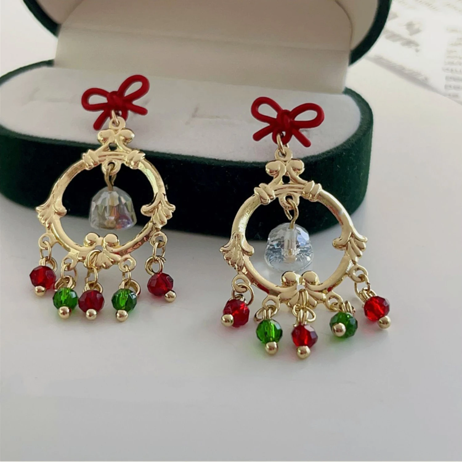 

14k Gold Plated Christmas Gift Hypoallergenic Earrings for Women Crystal Bell Earrings