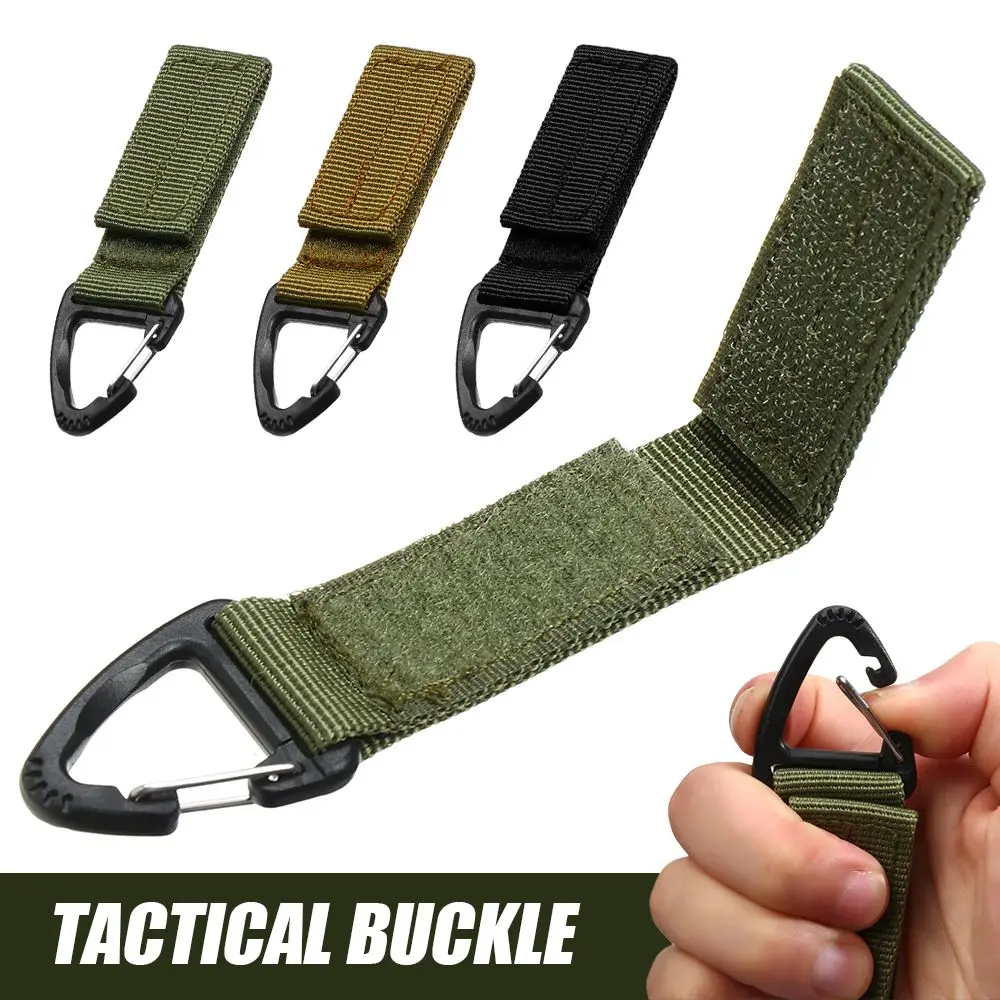 3pcs Tactical Strap Clip - Keychain Clip A Hook And Loop For Camping Hiking  Keychain Ribbon (black, Khaki, Military Green)