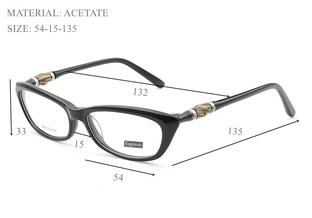 EAGWOO Acetat Brillen Frauen Vollrand Optische Rahmen Rezept Schauspiel Cateye Myopie Auge Brille Entworfen hohe Dioptrien – Detail 1
