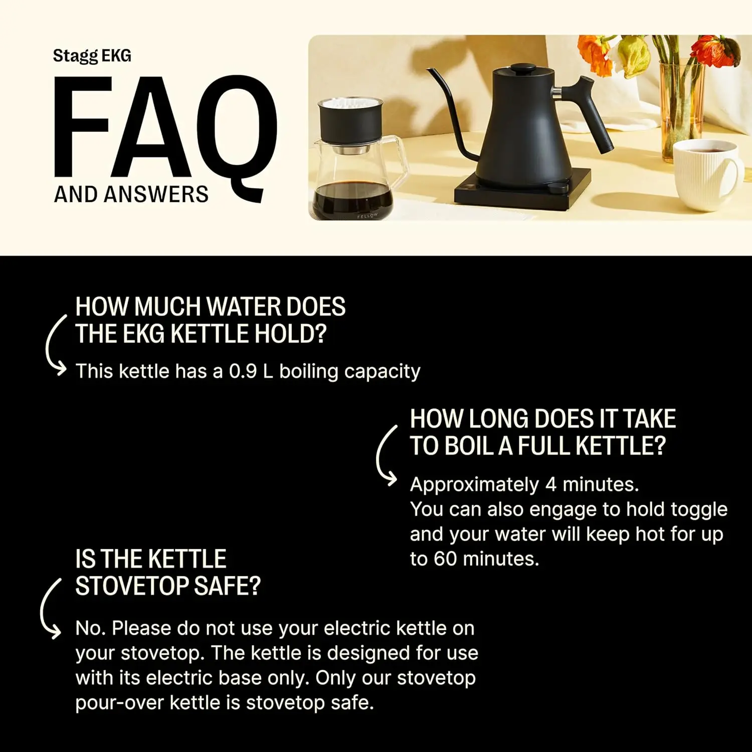 EKG Electric Gooseneck Kettle-Pour-Over Coffee and Tea Kettle-Stainless Steel Water Boiler Quick Heating Electric