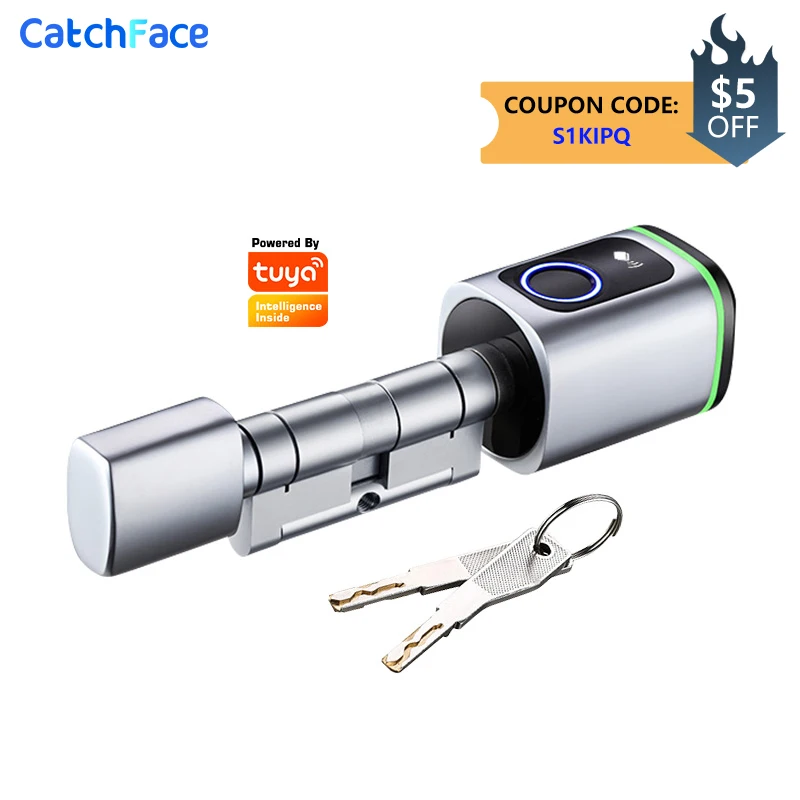 Euro Tuya App Fingerprint Rfid Card Bluetooth Cylinder Lock Biometric